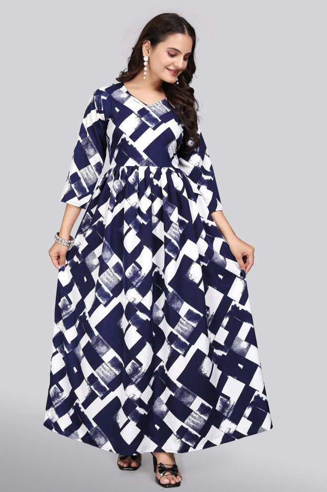 Crepe Printed Flared Women's Kurti