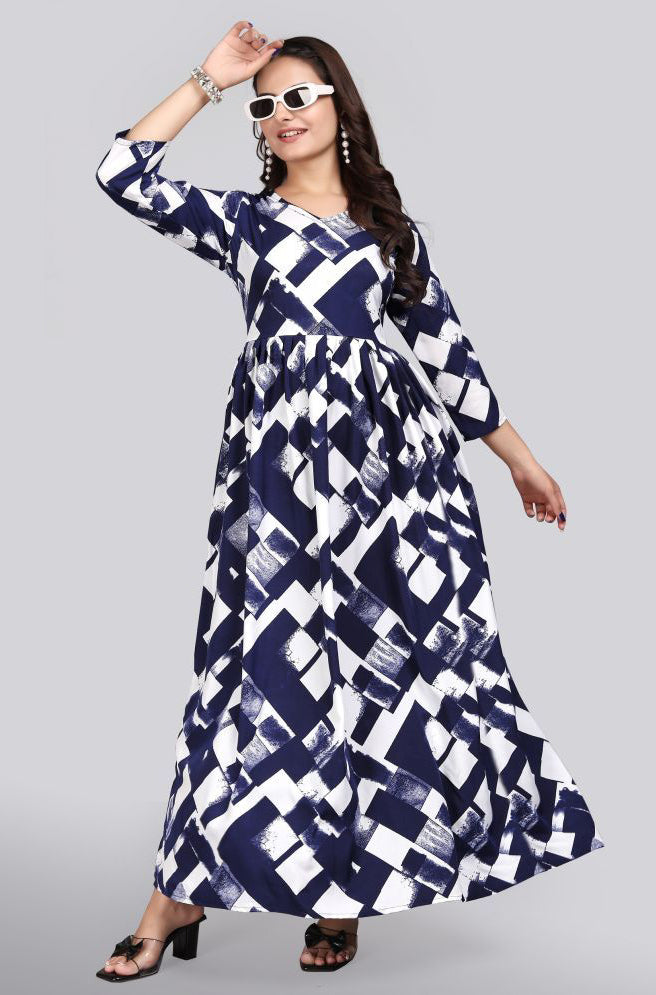 Crepe Printed Flared Women's Kurti