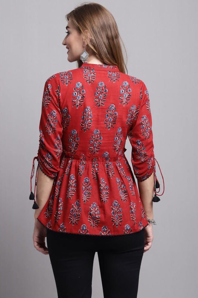 Maroon Cotton Women's A-Line Top