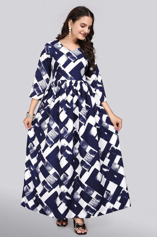 Crepe Printed Flared Women's Kurti