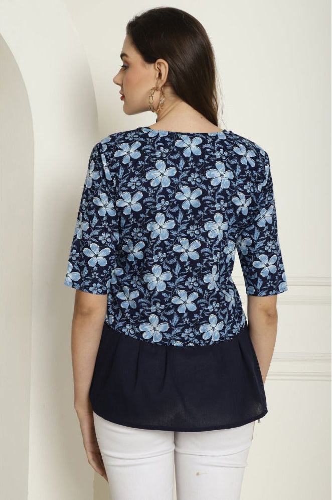 Cotton Women's A-Line Top - Blue