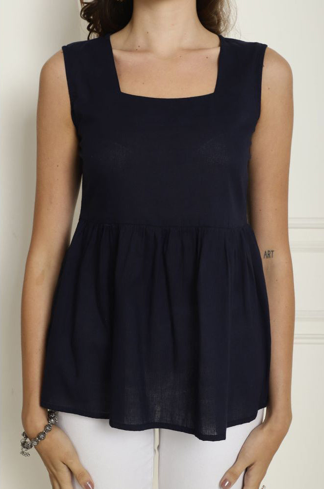 Cotton Women's A-Line Top - Blue