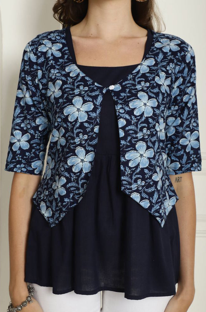 Cotton Women's A-Line Top - Blue