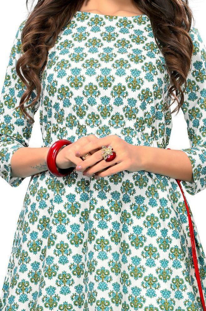 Blue Cotton Women's Asymmetrical Kurti
