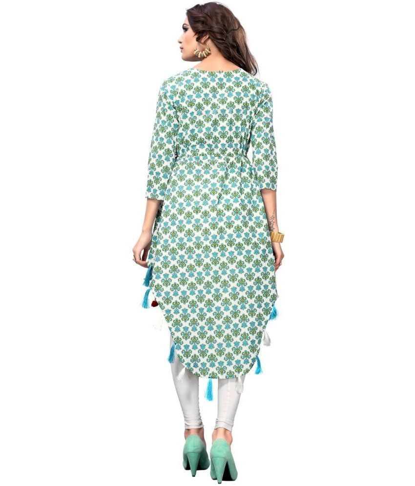 Blue Cotton Women's Asymmetrical Kurti